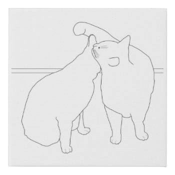 Paint It - Two Cats  Cat Kiss Drawing To Paint Faux Canvas Print by Cherylsart at Zazzle