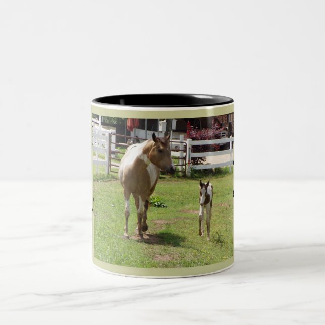 Paint mare and Foal Two-Tone Coffee Mug (Center)