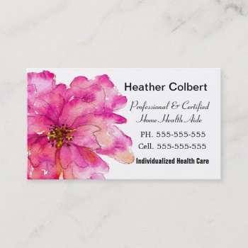 Paint Me Pink Cheerful Caregiver Professional Business Card by LiquidEyes at Zazzle