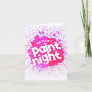 Paint Night Birthday Folded Invite - Pink