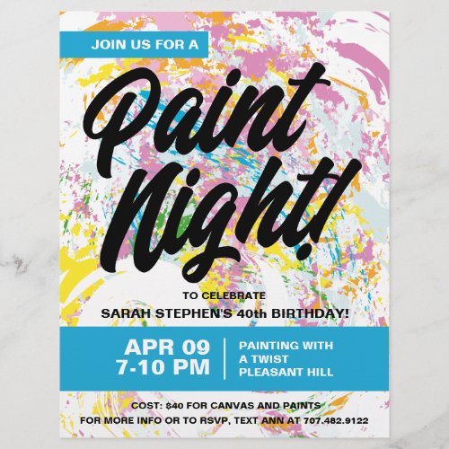 Paint Night Birthday Party Flyer