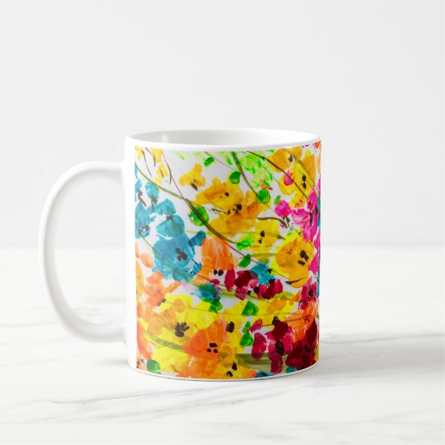 paint painting flowers texture, painting bright fl coffee mug (Left)