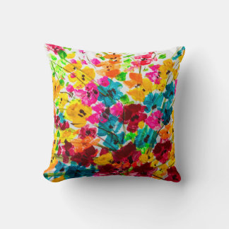 paint painting flowers texture, painting bright fl throw pillow