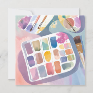 Paint Palette   Pretty Art Colorful Watercolor Card