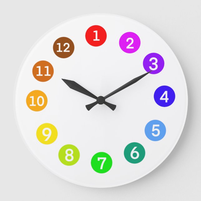 Paint Pallette Rainbow Colors Large Clock (Front)