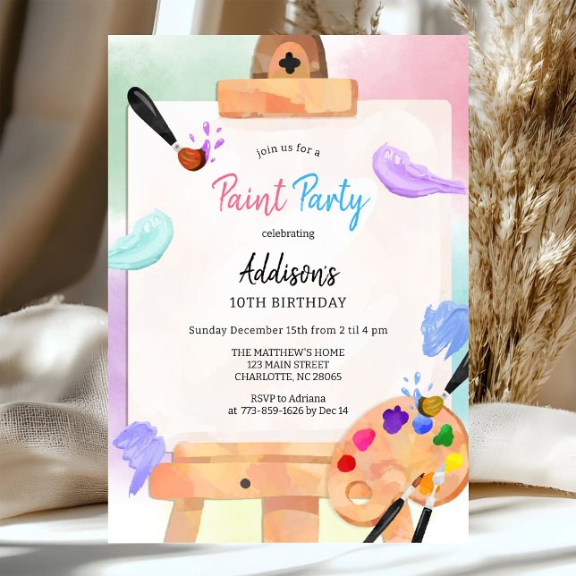 Paint Party Art Birthday Invitation (Creator Uploaded)