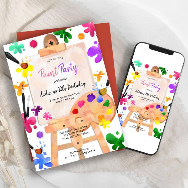 Paint Party Art Birthday Invitation (Creator Uploaded)