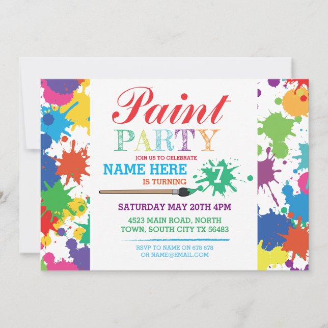 Paint Party Art Invitation Any Age Invite (Front)