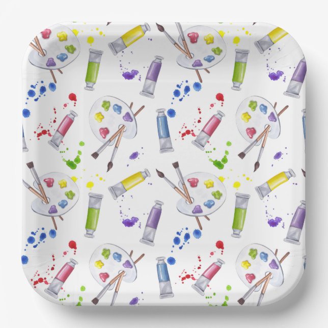 Paint Party Artist Paper Plates (Front)