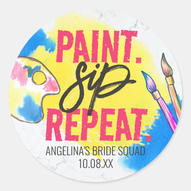 Paint Party Bride Squad Bachelorette Party Classic Round Sticker (Front)