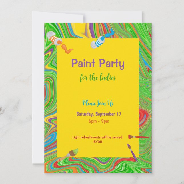 Paint Party for the Ladies Customizable Invitation (Front)