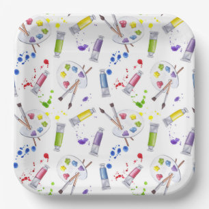 Paint Party Paper Plates, Artist Birthday Party Plates