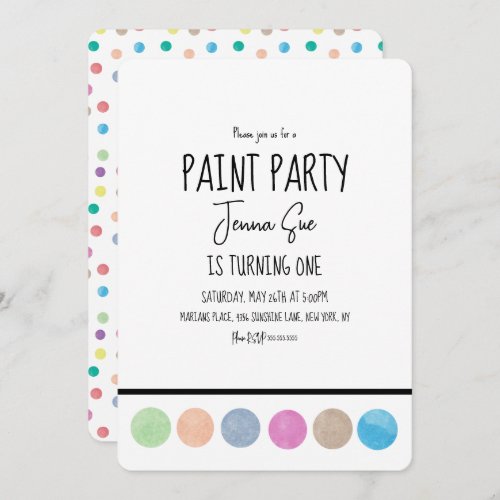 Paint Party Watercolor Palette Art Birthday   Invitation