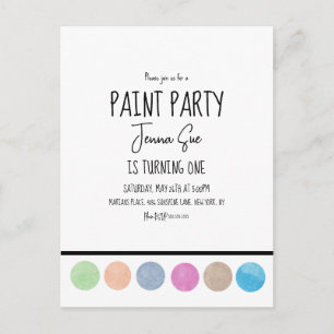 Paint Party Watercolor Palette Art Birthday Postcard