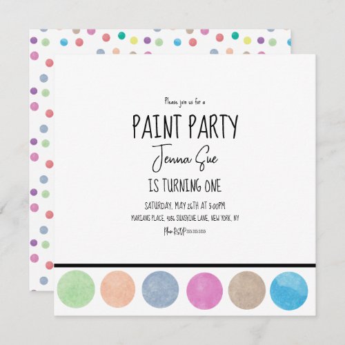 Paint Party Watercolor Palette Art Birthday   Thank You Card