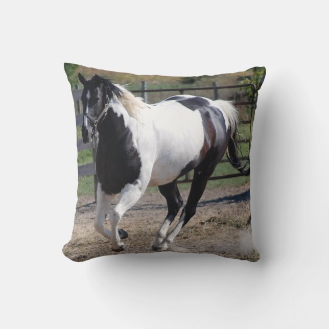 Paint Pinto Horse Throw Pillow (Front)