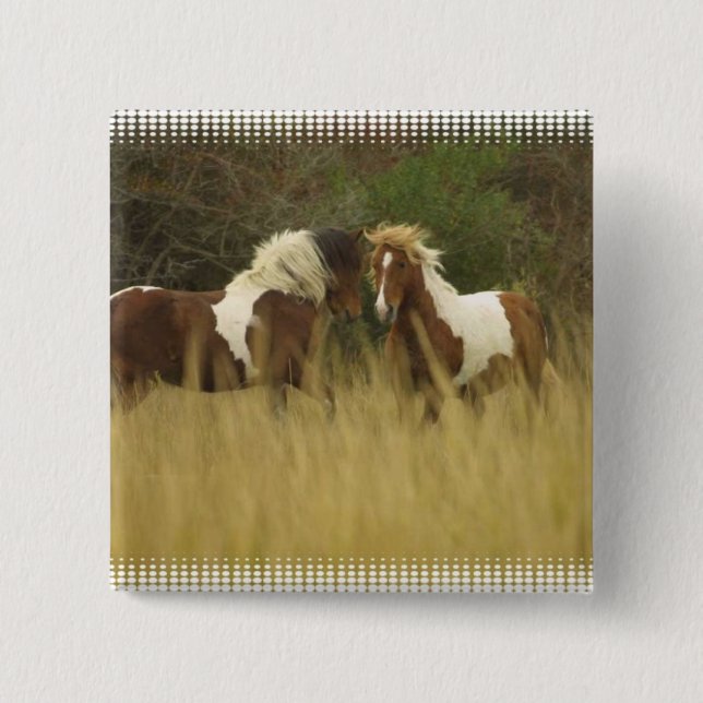 Paint Ponies in Field Square Button (Front)