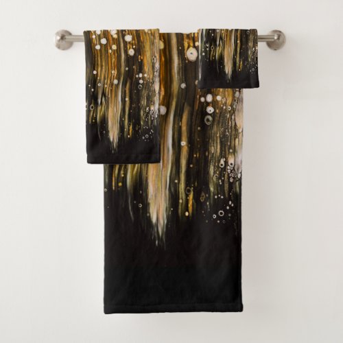 Paint Pour Cells Swipe Abstract Art Bath Towel Set