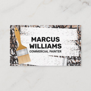 Paint Roller and Brush Graffiti Brick Wall Business Card