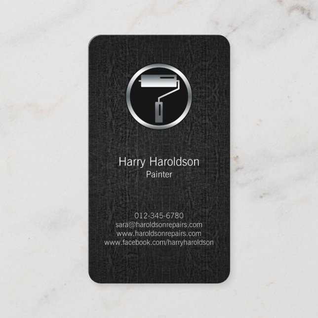 Paint Roller Brush Grunge Painter Business Card (Front)