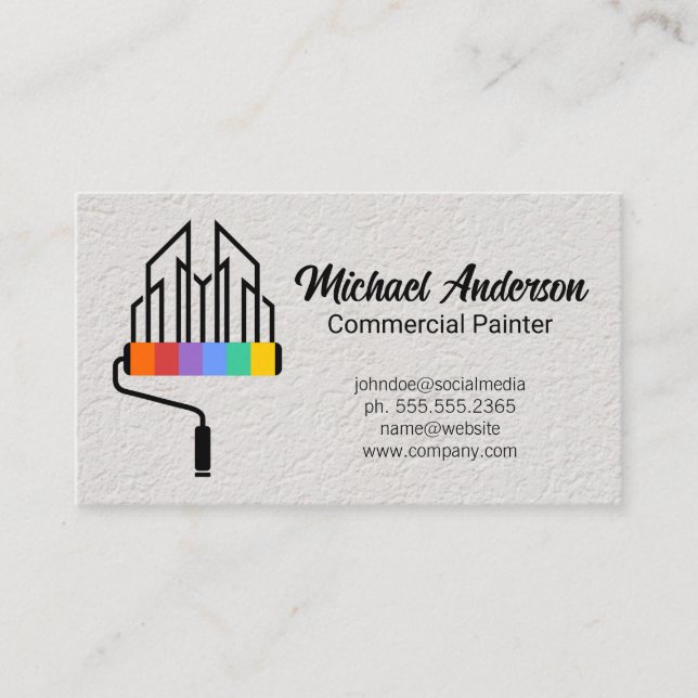 Paint Roller City Logo | Texture Wall Business Card (Front)