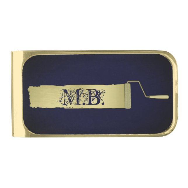 Paint Roller Gold Finish Money Clip (Front)