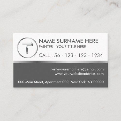 Paint Roller Gray Circle Simple Business Card