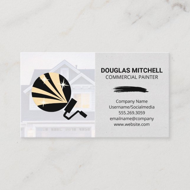 Paint Roller Icon | Home Painting Business Card (Front)