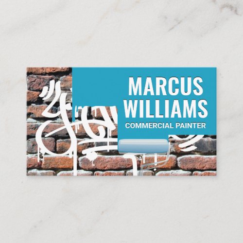 Paint Roller  Painted Brick Wall with Graffiti Business Card