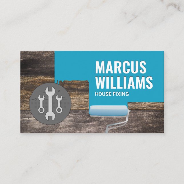 Paint Roller | Painted Brick Wall | Wrench Tools Business Card (Front)