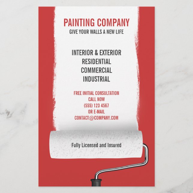 Paint Roller Painting Company Contractor flyer (Front)
