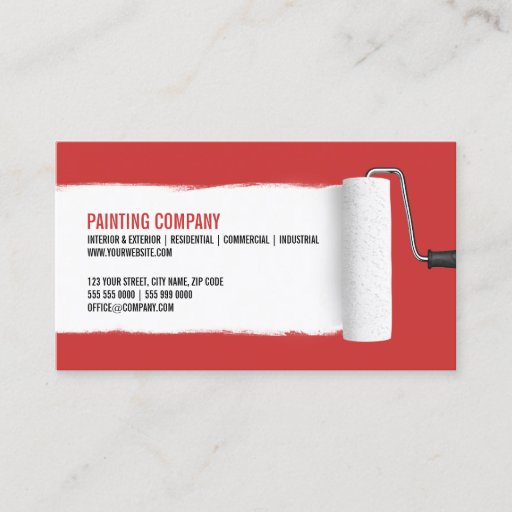 Customizable Paint Roller Painting Contractor business card