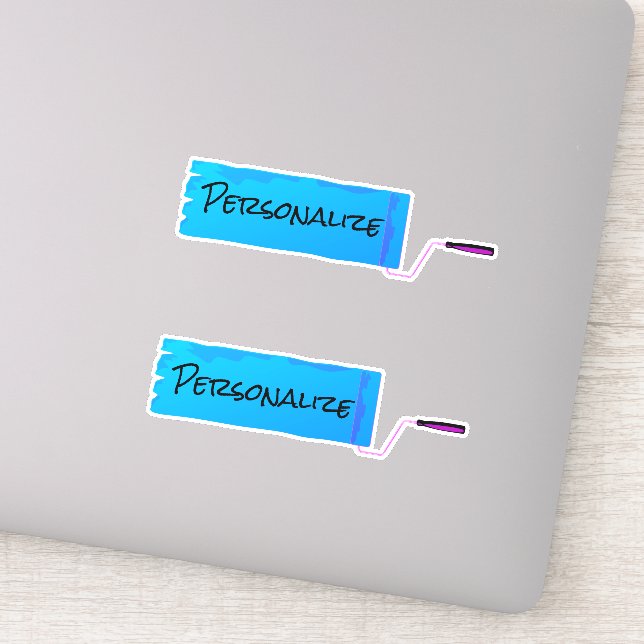 Paint roller wet paint blue sticker (Detail)