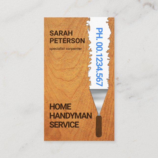 Paint Scraping Wood Grain Texture Business Card (Front)