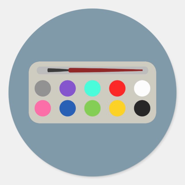 Paint Set And Paint Brush Classic Round Sticker (Front)