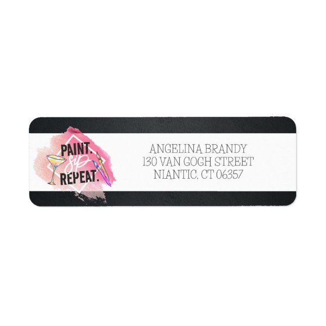Paint & Sip Chalkboard Bachelorette Return Address Label (Front)