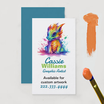 Paint Soaked Baby Dragon Artist Calling Card by DizzyDebbie at Zazzle