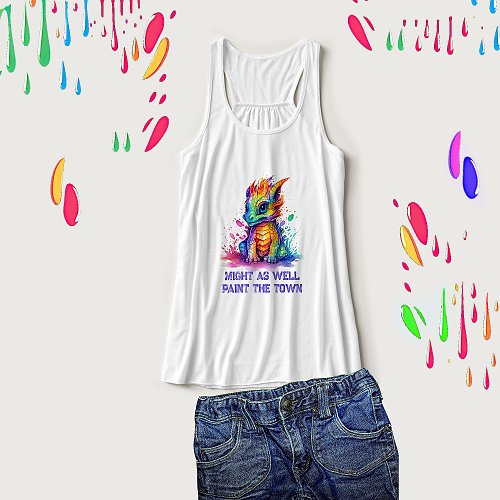 Paint Soaked Baby Dragon Funny Tank Top