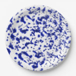 Paint Spatter Blue Paper Plates