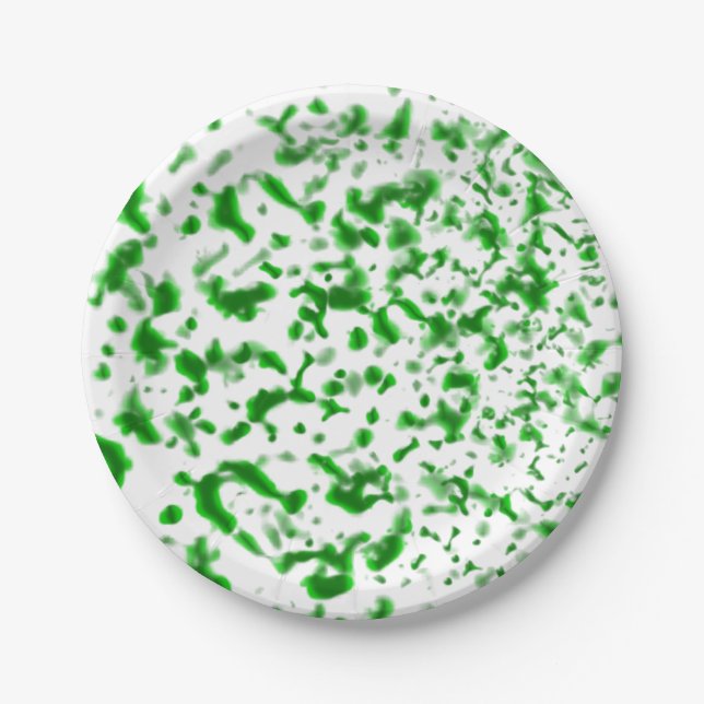 Paint Spatter Green Paper Plates (Front)