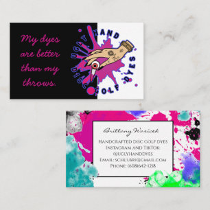 Paint Speckles Pink and Black Business Card