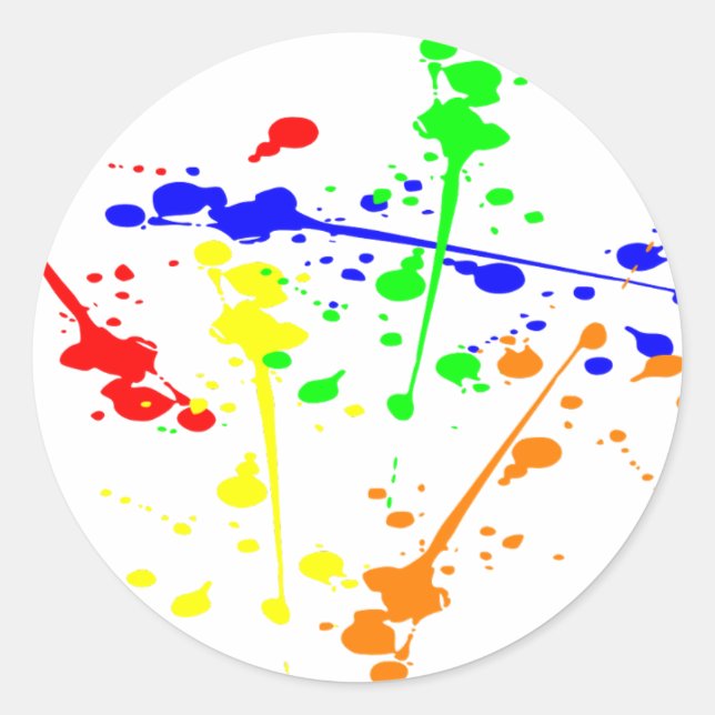 Paint splash abstract art colourful classic round sticker (Front)