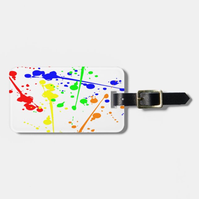 Paint splash abstract art colourful luggage tag (Front Horizontal)