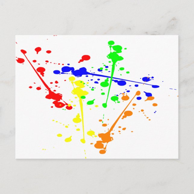 Paint splash abstract art colourful postcard (Front)