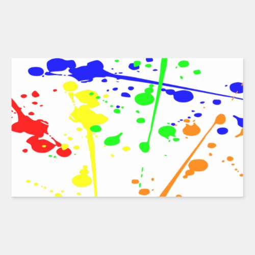 Paint splash abstract art colourful rectangular sticker