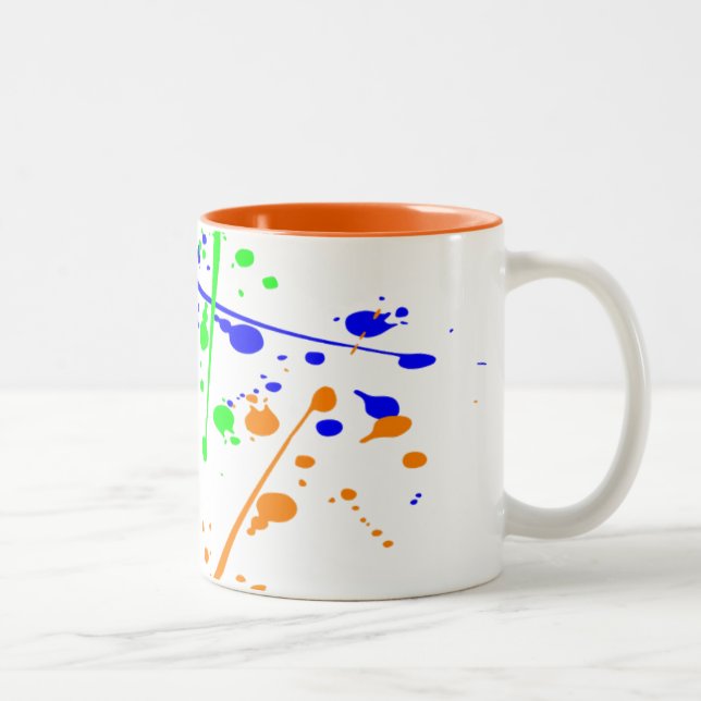 Paint splash abstract art colourful Two-Tone coffee mug (Right)