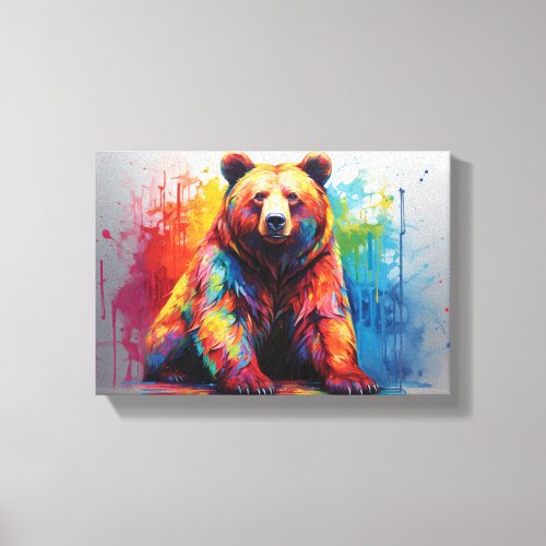 Paint Splash Bear Canvas Print