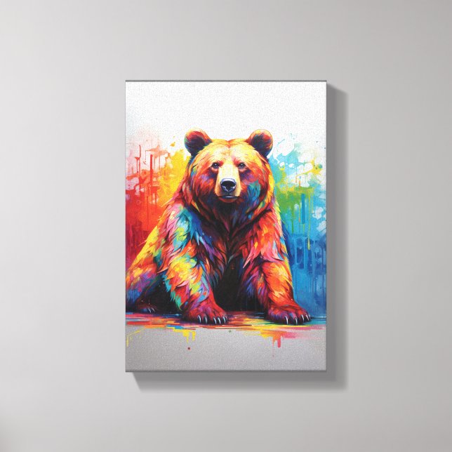 Paint Splash Bear Canvas Print (Front)