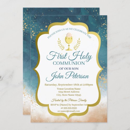 Paint SplashChalice First Holy Communion Invitation