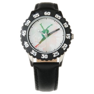 Paint splash dancer, dancing girl, green red color watch